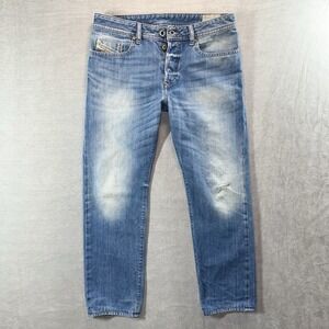 Diesel Buster Jeans Men 31x27 Blue Regular Slim Tapered Distressed Faded 0839C